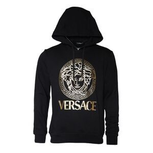 Versace Medusa Head Hoodie Black Gold Men Black Sweaters